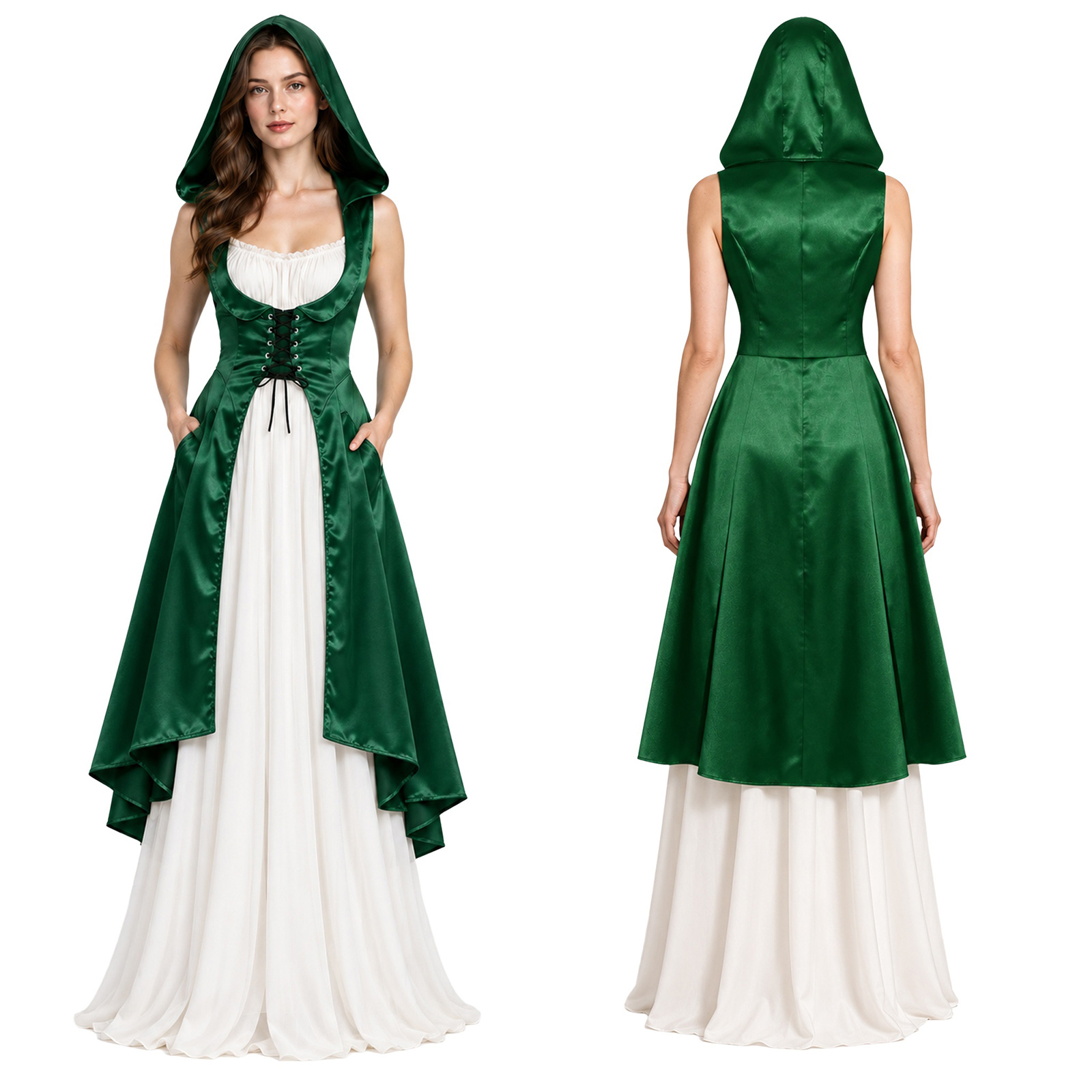 Lace Dress - Gaun dengan potongan tinggi-rendah, berkerah, dan