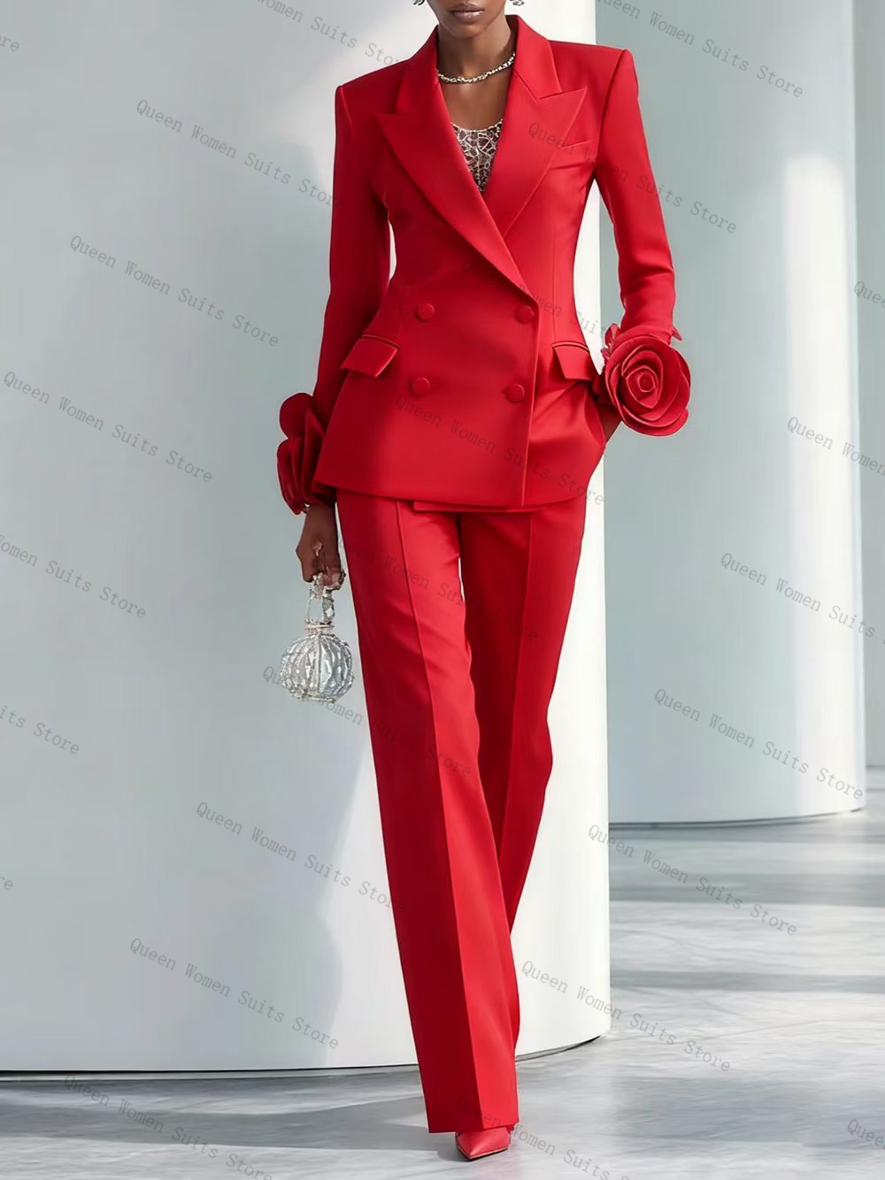 Women'S Red Formal Wear - Setelan Jas Wanita Merah Mewah 2