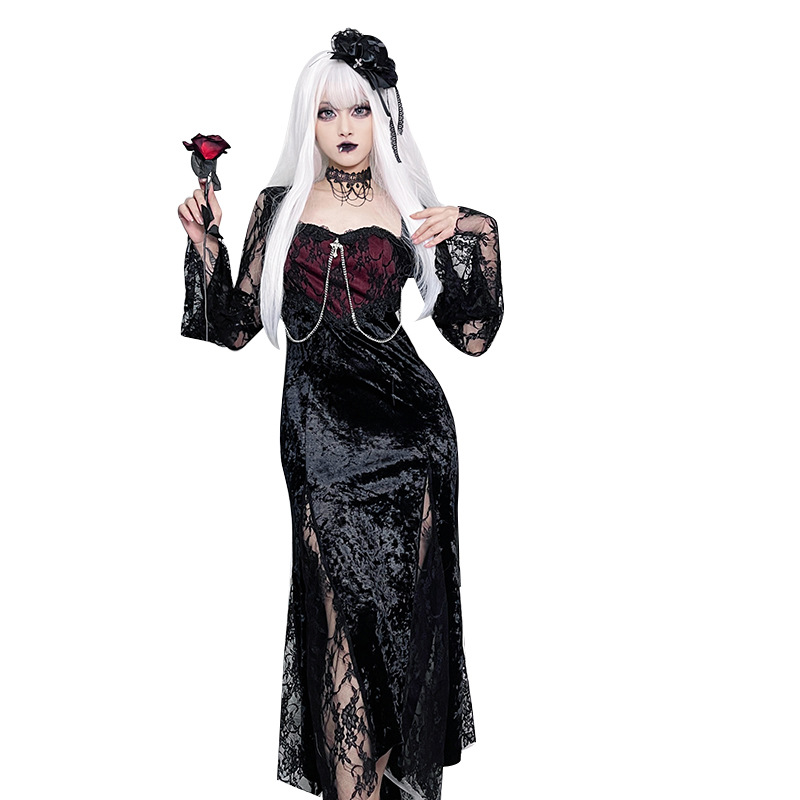Midi Dress - Gaun Malam Elegan Bergaya Goth untuk
