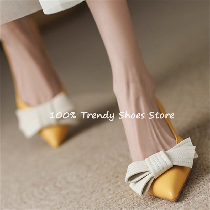Womens Heels - Sepatu Slip-On Wanita Dekorasi Simpul Kupu-kupu