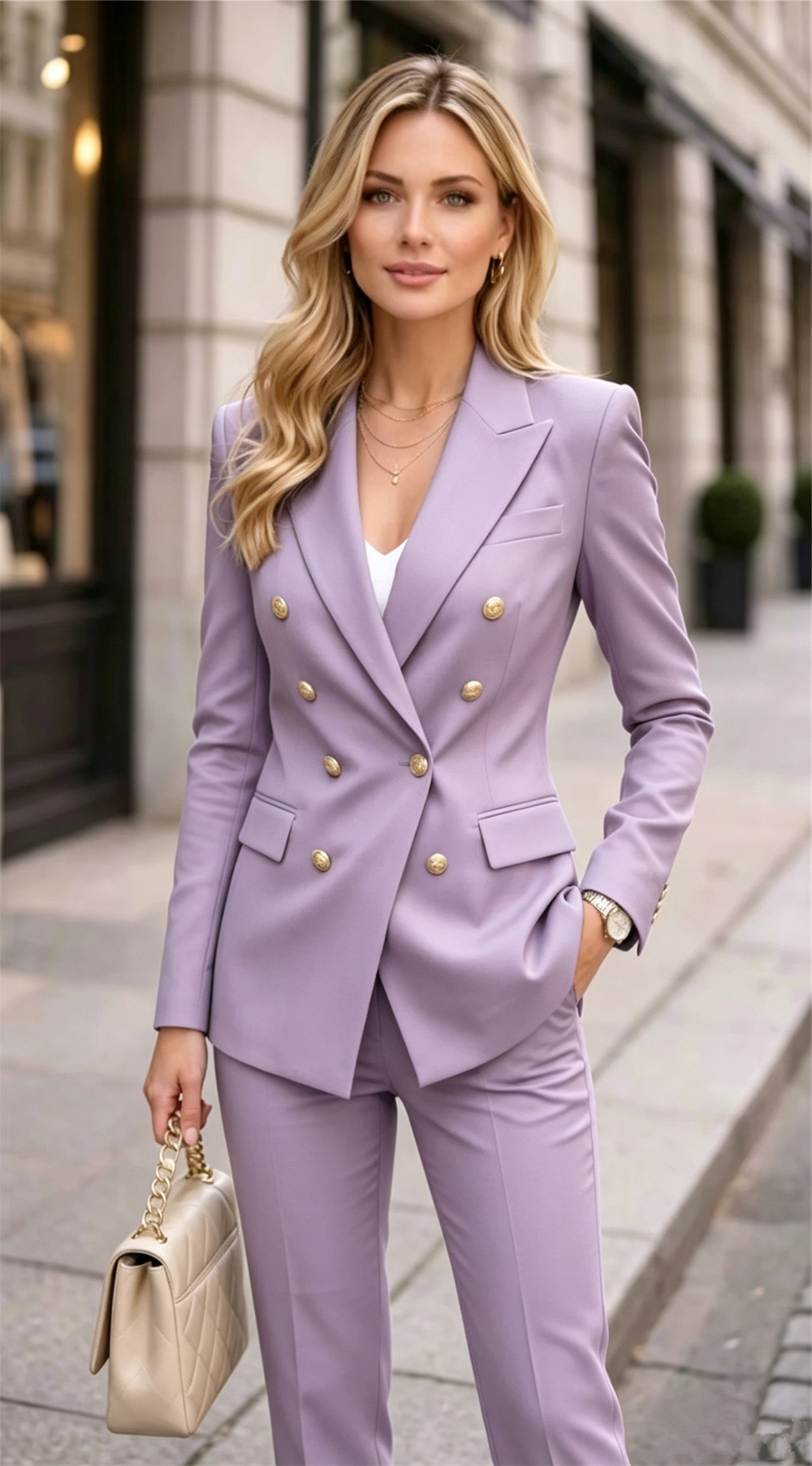 Setelan Jas Wanita Lavender 2- - Womens Blazer ulasan dan harga