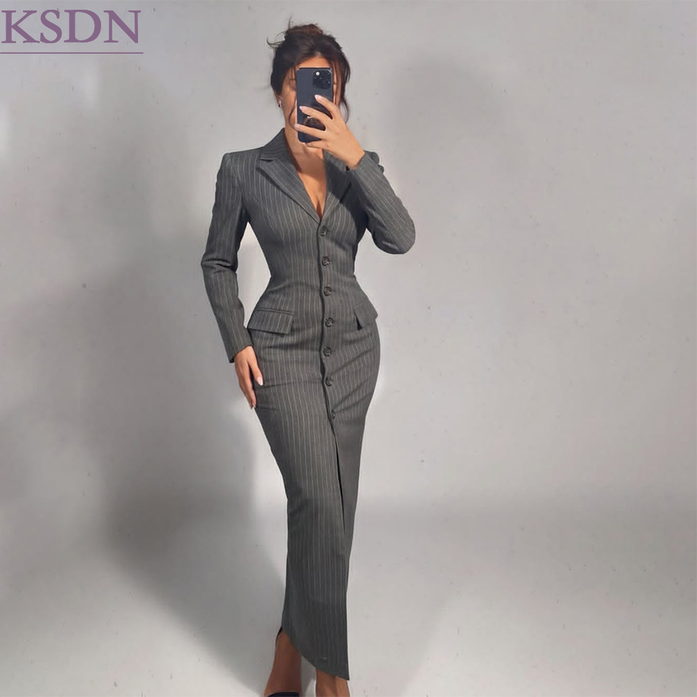 Blazer wanita motif garis-gari - Formal Skirt ulasan dan harga