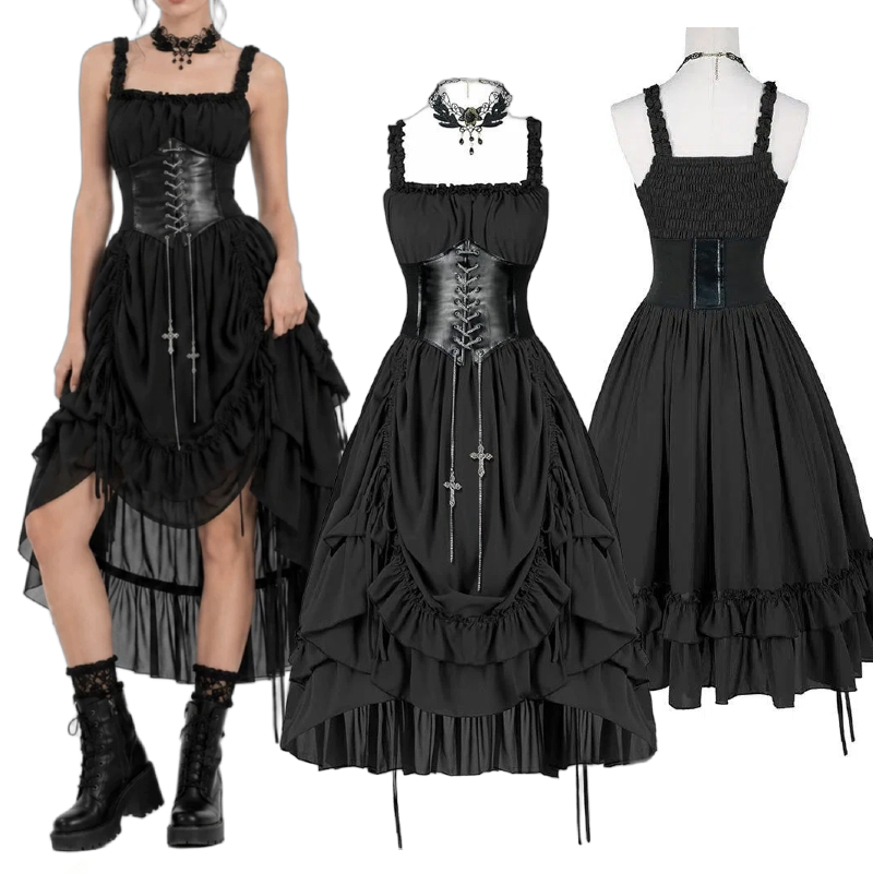 Gaun Korset Gothic Wanita Hita - Midi Dress ulasan dan harga
