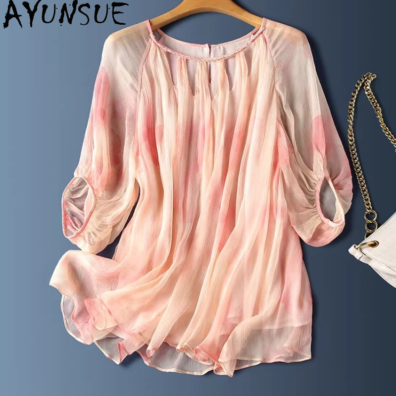 AYUNSUE Blus Sutra Murbei Alam - Silk Blouse ulasan dan harga