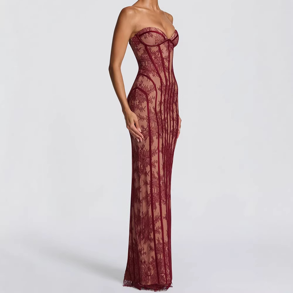 Gaun Maxi Bodycon Tanpa Tali u - Evening Gown ulasan dan harga