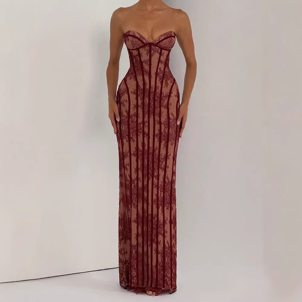Gaun Maxi Bodycon Tanpa Tali u - Evening Gown ulasan dan harga